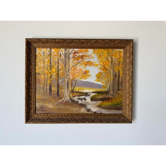 1970s Vintage Impressionist Autumn Landscape Oil Painting on Board by Helen Milford For Sale - Image 10 of 11