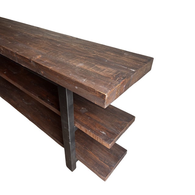 Heavy Wood Console For Sale - Image 4 of 4