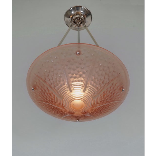 1920s 1930s Large French Art Deco Pendant Light by A. Bloch & Muller Freres - France For Sale - Image 5 of 13