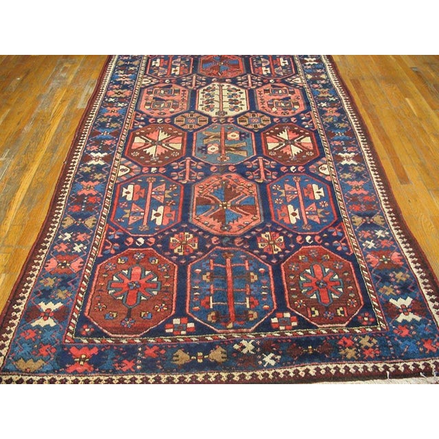 Persian 1920s Blue Navy Geometric Tribal Antique Persian Bakhtiari Rug 5'2" X 10' Handknotted Wool Carpet For Sale - Image 3 of 6