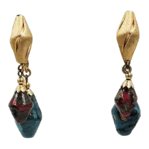 Vintage 1960s Signed Napier Art Drop Clip Back Earrings - 2 Pieces