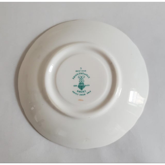 White 1970s Mid-Century Crown Staffordshire Ellesmere Tea Cup and Saucer- Set of 2 For Sale - Image 8 of 12