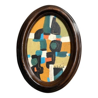 Contemporary Small Abstract Painting by Stephen Heigh “Line Them Up” For Sale