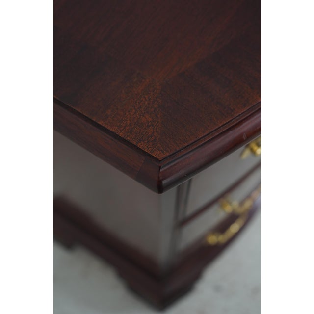 Pair Thomasville 3 Drawer Mahogany Bowfront Nightstands For Sale - Image 9 of 18