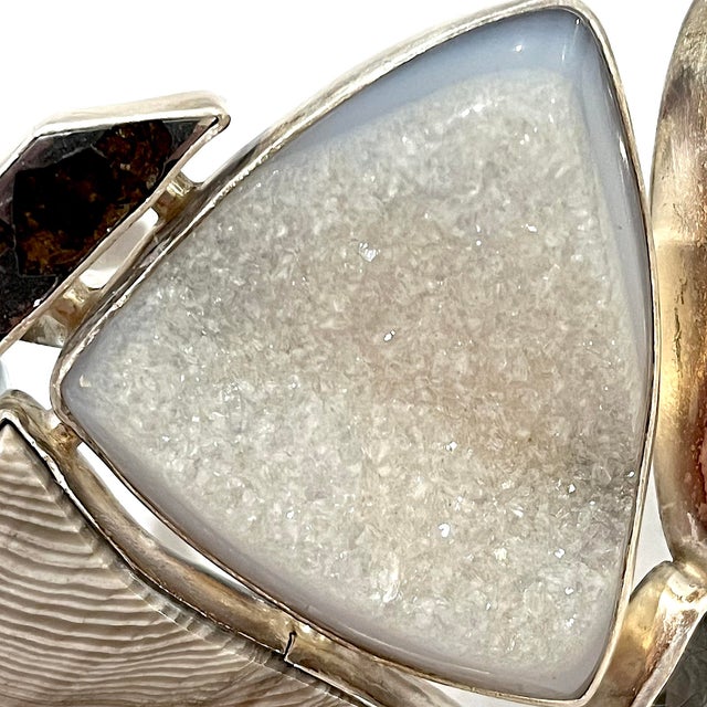 Vintage Statement Cuff Bracelet - Sterling Silver - Semi-Precious Stones - Studio Greytak Montana For Sale - Image 13 of 16