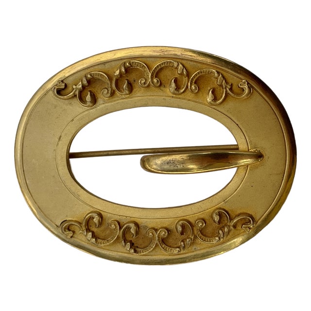 Late 19th Century Victorian Gold Gilded Buckle Brooch - For Sale