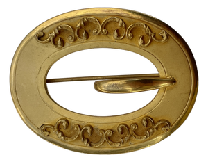 Late 19th Century Victorian Gold Gilded Buckle Brooch -