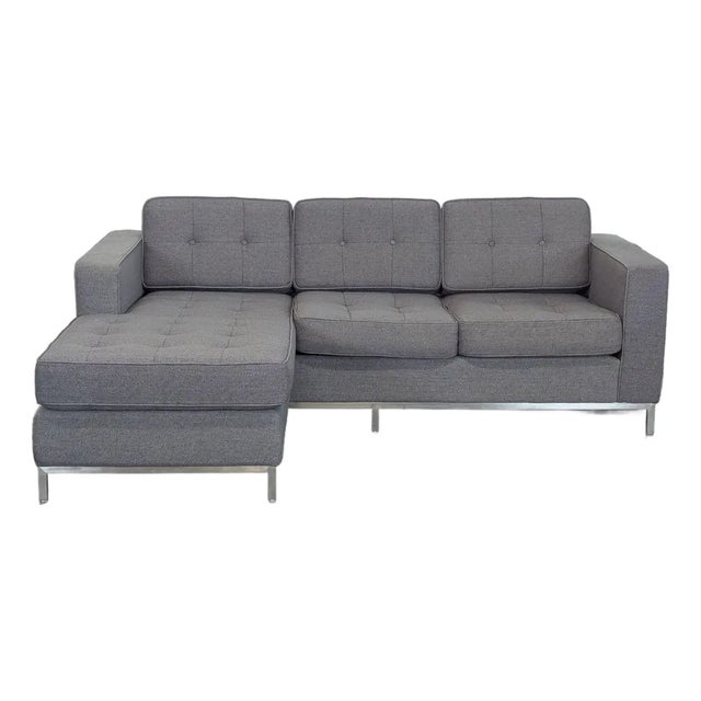 Gus Modern Jay Gray Fabric Sectional Sofa With Left Chaise For Sale