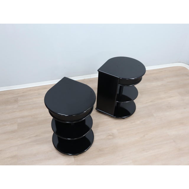 1980s Postmodern Black Lacquered Nightstands from B&B Italia / C&B Italia, 1980s, Set of 2 For Sale - Image 5 of 16