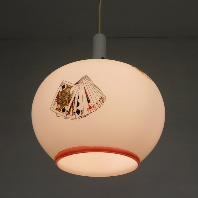 Murano Pendant Lamp with Playing Card Images in Opaline Glass, 1960s For Sale - Image 13 of 18