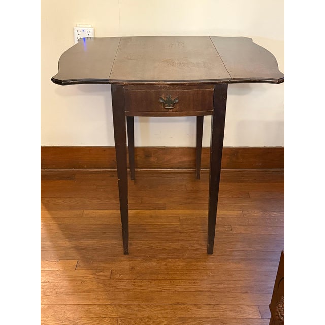 Vintage Brown Wood Versatile Drop Leaf 1 Drawer End Table For Sale - Image 13 of 13
