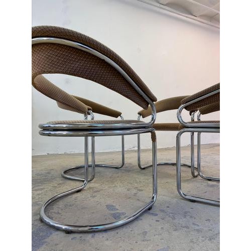 Beige Cantilever Chair in Beige Chrome by Giotto Stoppino For Sale - Image 8 of 11