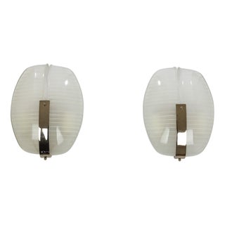 Lambda Wall Lamps in Metal and Glass by Vico Magistretti for Artemide, 1960s, Set of 2 For Sale