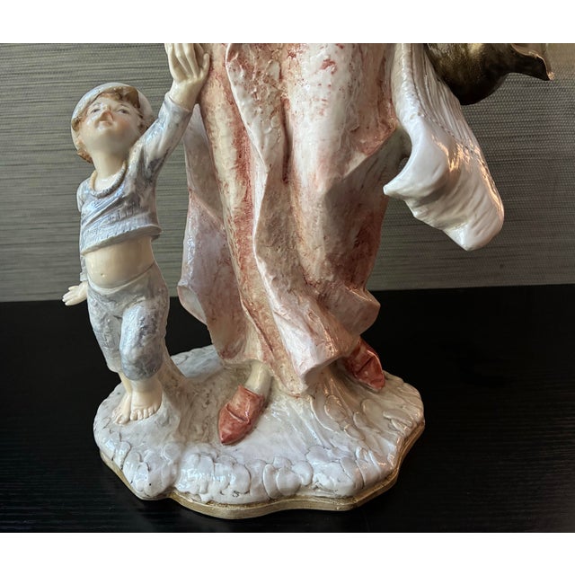 VTG Italian Sculpture of a Mother & Son by Amilcare Santini , 17" T., Heavy For Sale - Image 4 of 12