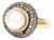 14KYW Cultured Akoya Pearl & White/Brown Diamond Ring, size 5 For Sale