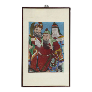 Framed Korean Folk Painting of General Guan Gong