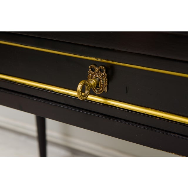 Ebony Maison-Jansen Attributed Vintage French Leather Top Bureau Plat Desk For Sale - Image 8 of 13