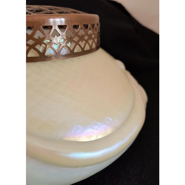 Edwardian Iridescent Glass Rose Bowl with Original Cover, 1910s For Sale - Image 12 of 13