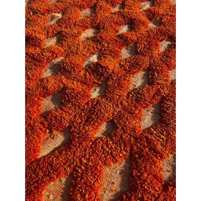 Orange Orange Moroccan Wool Rug For Sale - Image 8 of 12