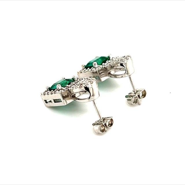 Natural Emerald Diamond Stud Earrings 14k Gold 2.84 TCW Certified For Sale In New York - Image 6 of 12