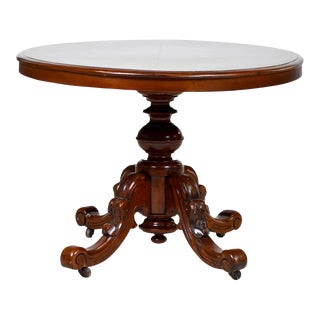Oval Table Single Pedestal Mahogany Tilt Top England 1850’s For Sale