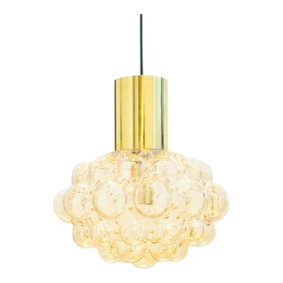 Large Mid-Century Amber Bubble Glass Pendant/Ceiling Light by Helena Tynell for Limburg, Germany, 1960s For Sale