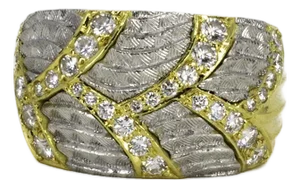 Late 20th Century Michael Bondanza 18k & Platinum Venti Ring, Size 6.25