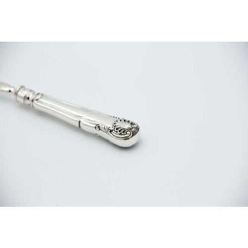 Fish Serving Fork in Cut Silver with Engravings For Sale - Image 3 of 5