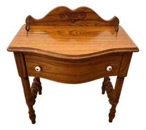 Vintage Pulaski Keepsake Side Table Nightstand Single Dovetail Drawer Solid Oak