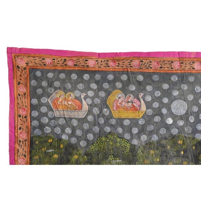 Indian Artist, Pichwai Painting of Shreenath Ji with Gopis, Painting on Cotton For Sale - Image 4 of 7