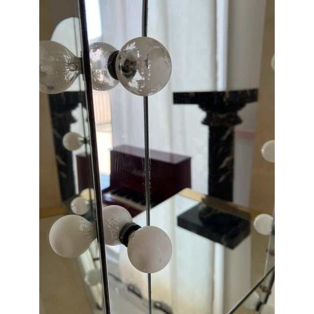 Metal 1970s Lucite Brass Arched Vanity Mirror & Stool Made by Hill Manufacturing - Set of 2 For Sale - Image 7 of 12