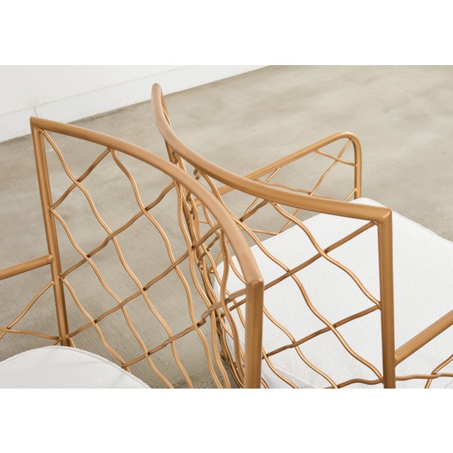 White Pair of Maison Jean Royere Style Croisillion Armchairs For Sale - Image 8 of 18