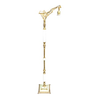 Art Deco Cast Iron & Onyx Floor Lamp For Sale