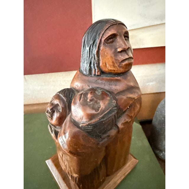 Mid-Century Modern Mid 20th Century Bolivian Wood Sculpture Mother and Child by Guillermo Arias Flores Arias For Sale - Image 3 of 10