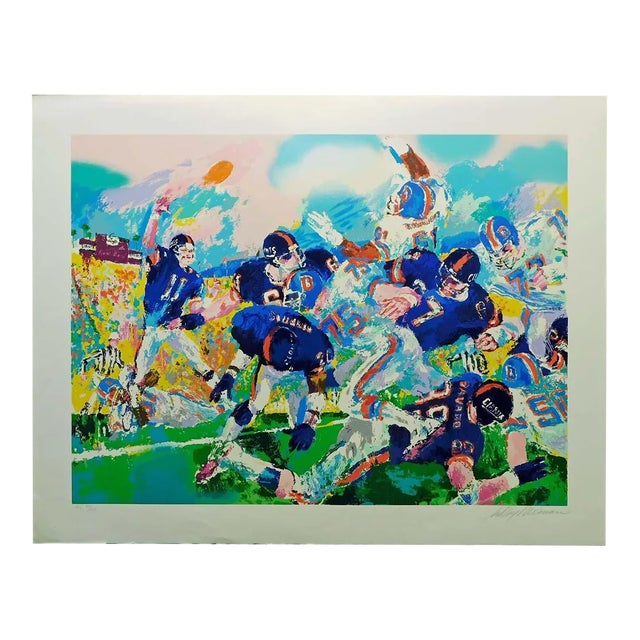 1980s LeRoy Neiman "Giants-Broncos Classic" Football Hand Signed Unframed Sports For Sale