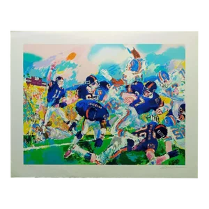 1980s LeRoy Neiman "Giants-Broncos Classic" Football Hand Signed Unframed Sports