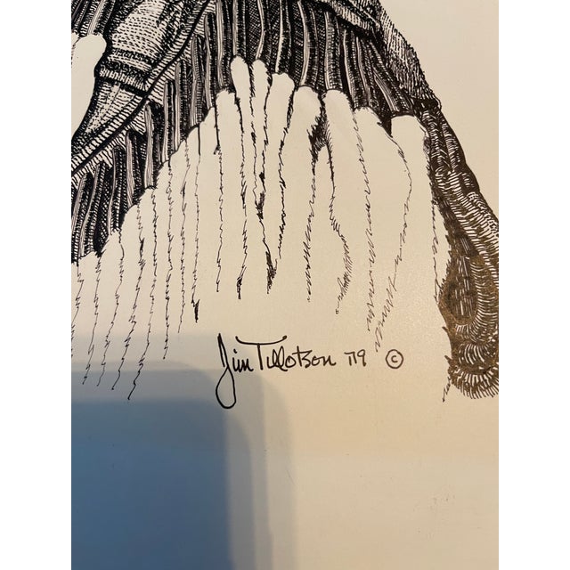 Original Vintage Native American Indian Portrait Pen and Ink Drawing by Jim Tillotson For Sale - Image 9 of 12