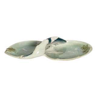 Art Nouveau Majolica Trinket Dish with Fish Decoration, France, 1920s For Sale