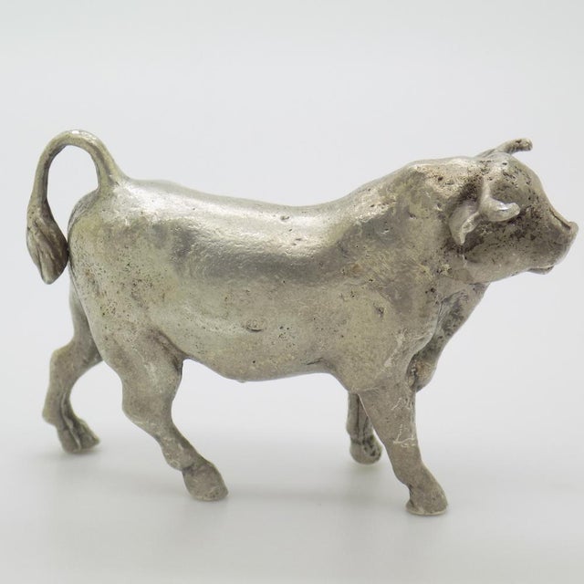 Vintage Italian Handmade Silver Bull Figurine, 1940s For Sale - Image 12 of 12