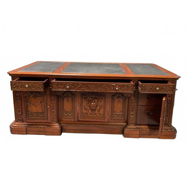 This solid wood Resolute Presidential Desk is a gorgeous replica of the famous desk used in the Oval Office of the White...