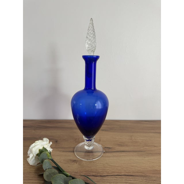 Carafe in Blue Glass For Sale - Image 3 of 3