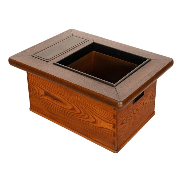Antique Japanese Meiji Period Keyaki Wood & Copper Hibachi Brazier Table 1890 For Sale