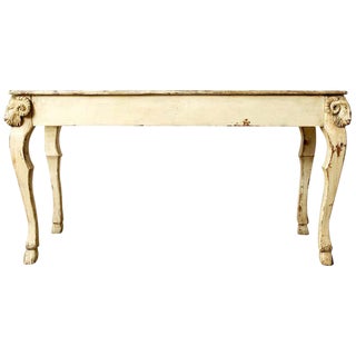 Rustic Italian Lacquered Ram's Head Motif Writing Table For Sale