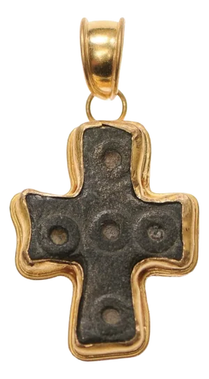 A Byzantine Bronze Cross Trimmed in 21K Gold