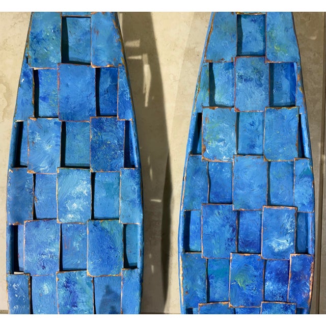 Metal Funky Copper Cubist Wall Sconces - Handcrafted Art Deco Style For Sale - Image 7 of 12