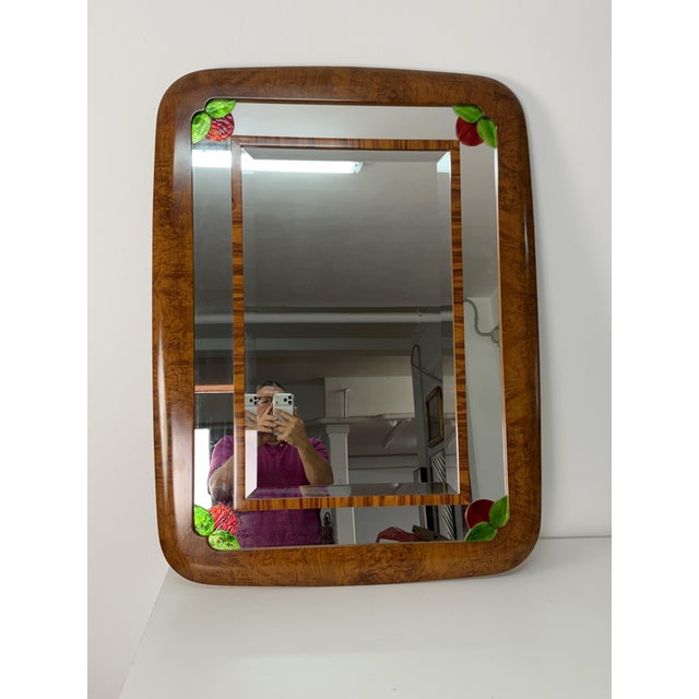1950s Large Art Deco Wall Mirror with Stained Glass Inserts, 1950 For Sale - Image 5 of 10