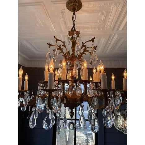 Absolutely Extraordinary and amazing 18-Light Spanish Brass Chandelier with Faceted Crystals. A truly show-stopping large...