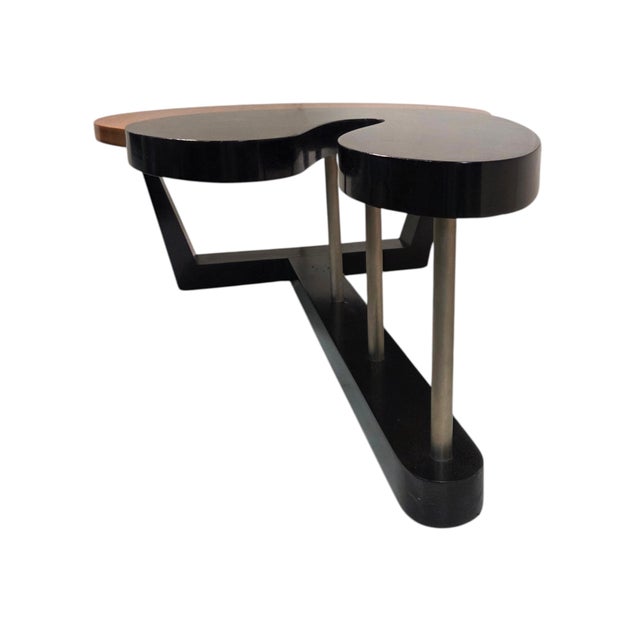 Large Biomorphic Kidney Shaped Two-Tone Mahogany & Black Coffee / Cocktail Table For Sale - Image 18 of 18