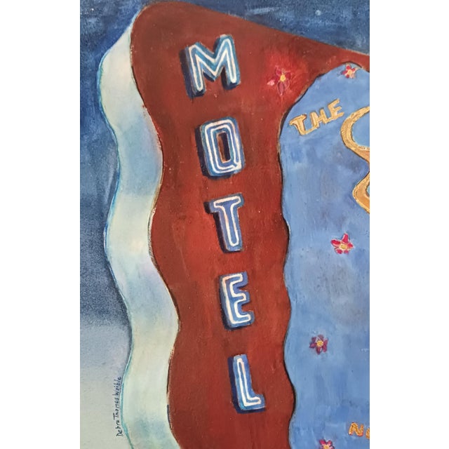 Contemporary Debra Thomas Weible the Sandman Motel Watercolor on Board For Sale - Image 3 of 7