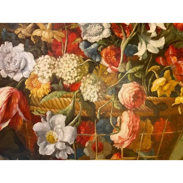 A beautiful large still life flowers bouquet oil on canvas painting in the style of Michele Antonio Rapos (Turin...